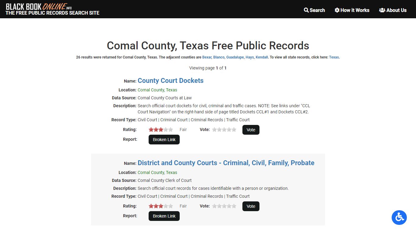 Comal County, Texas Free Public Records - Black Book Online